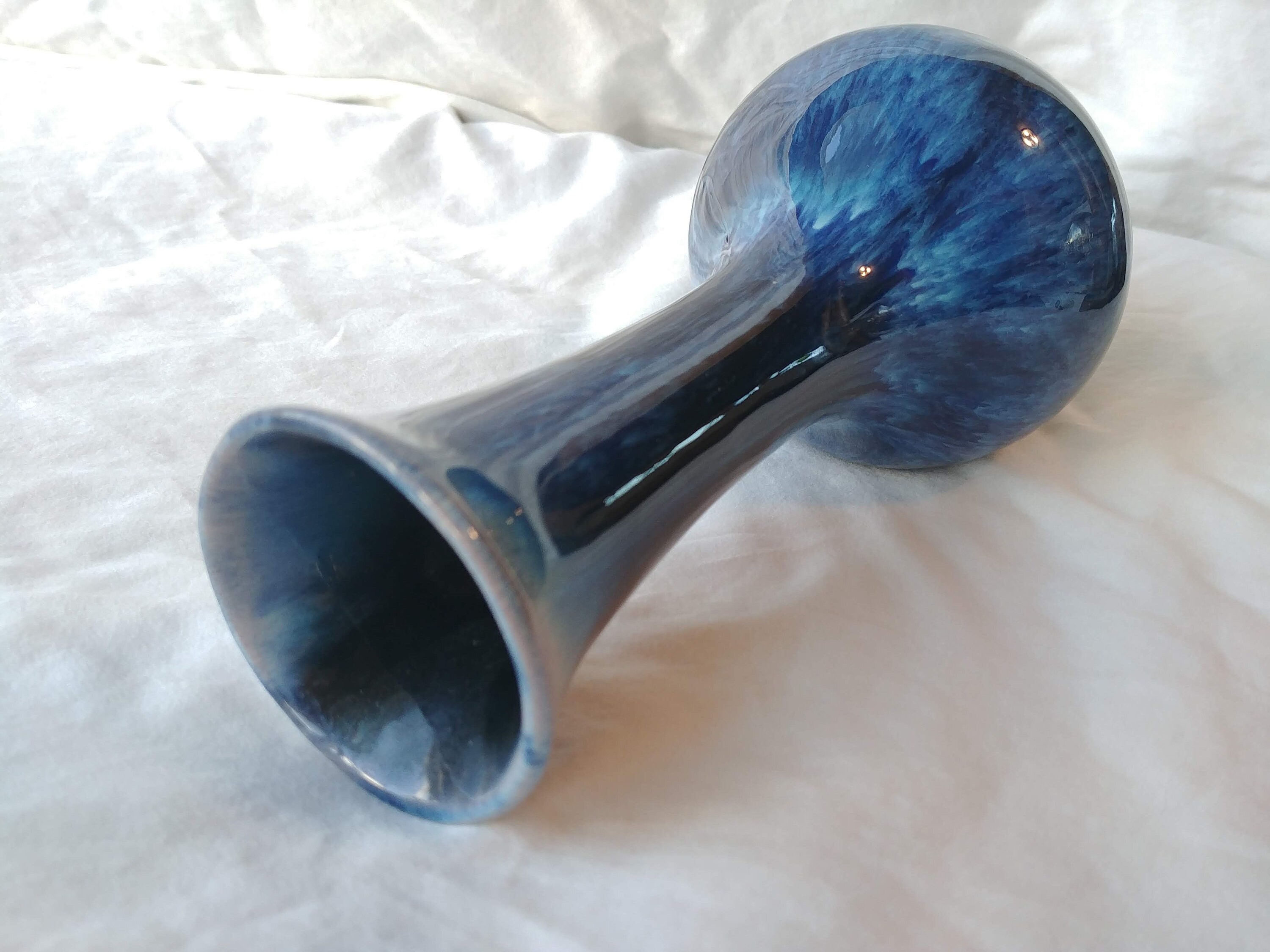 Blue Mountain Pottery vase with blue drip glaze