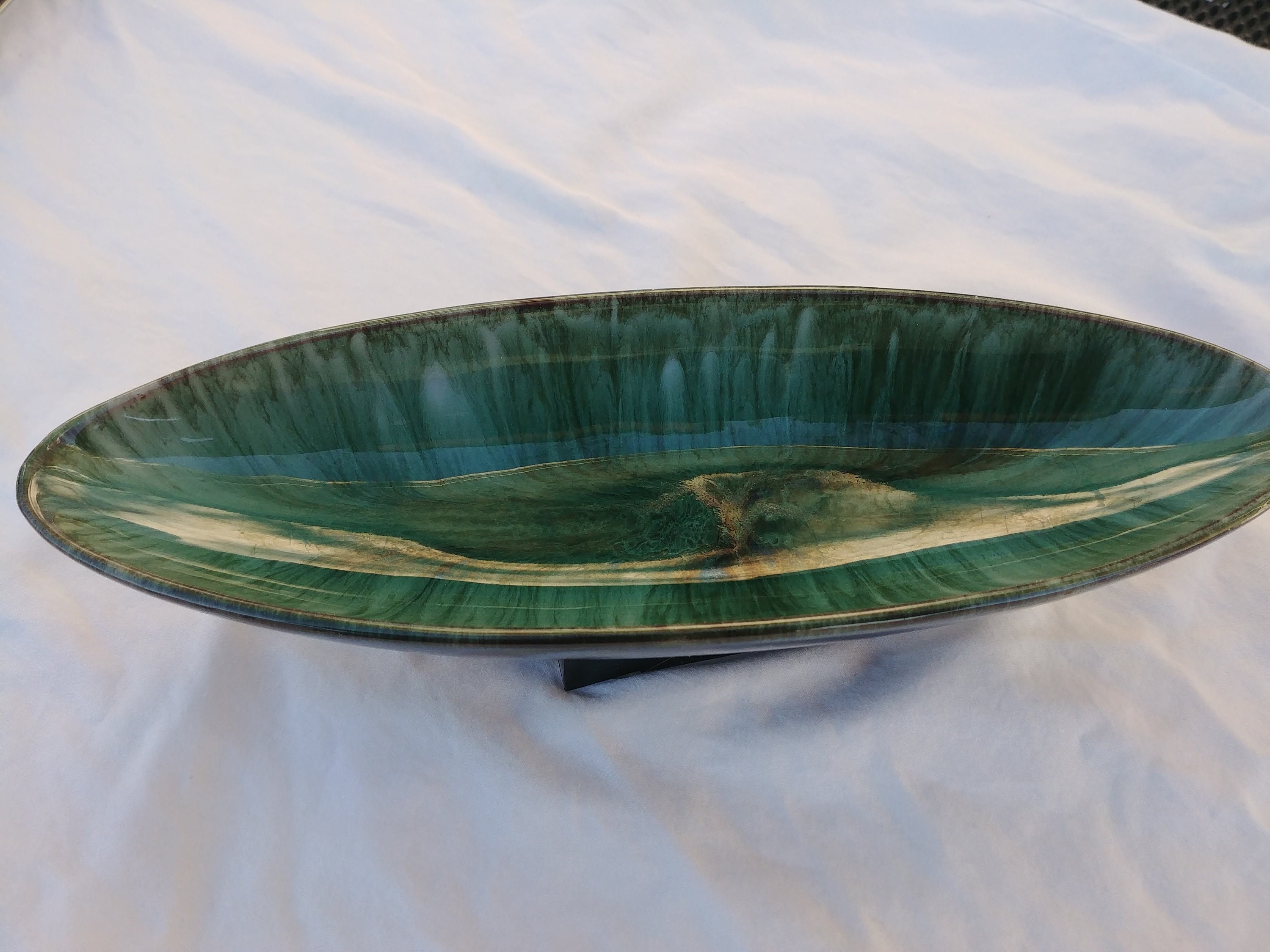 Vintage Blue Mountain Pottery, BMP, Canada, Dish, Green Drip Glaze