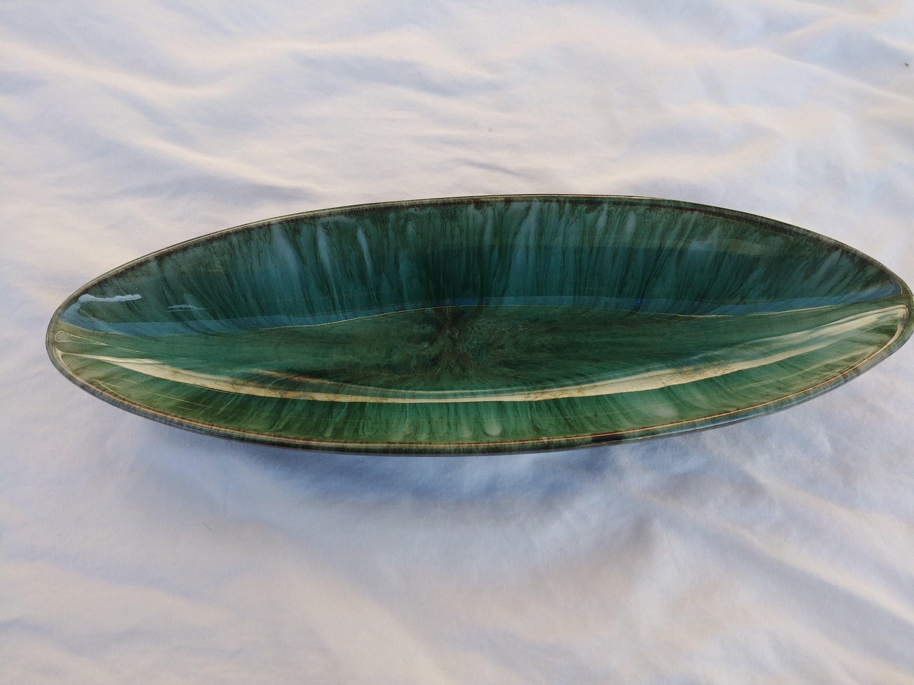Vintage Blue Mountain Pottery dish with green drip glaze
