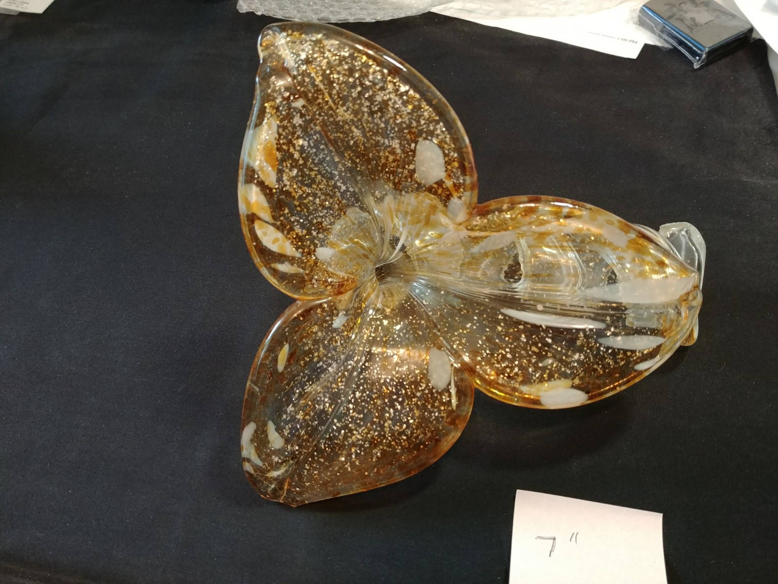Vintage Murano Italy Glass Flower 7 Large Gold Carmel ...