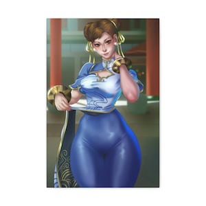 キャンバスに描かれた春麗のプリント