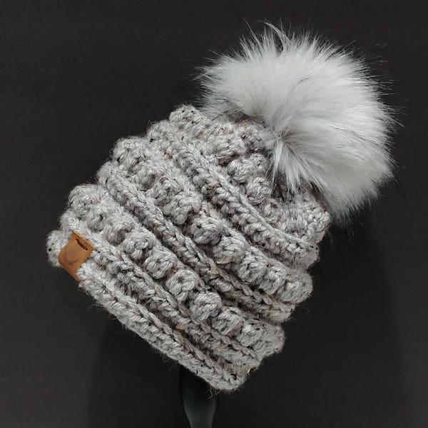 Bobble Crochet Pom Hat, Crochet Beanie, Crochet Toboggan