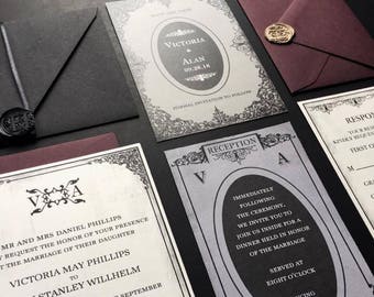 Victorian Gothic Halloween Wedding Invitation Sets