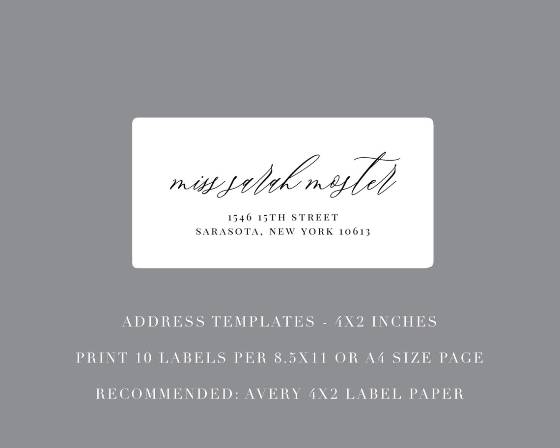 Layla 2x4 Editable Address Label Template Instant Download Etsy