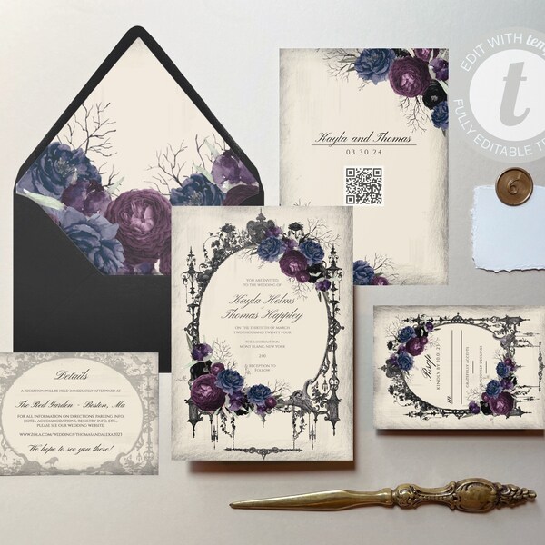 Dark Purple Invitations - Etsy