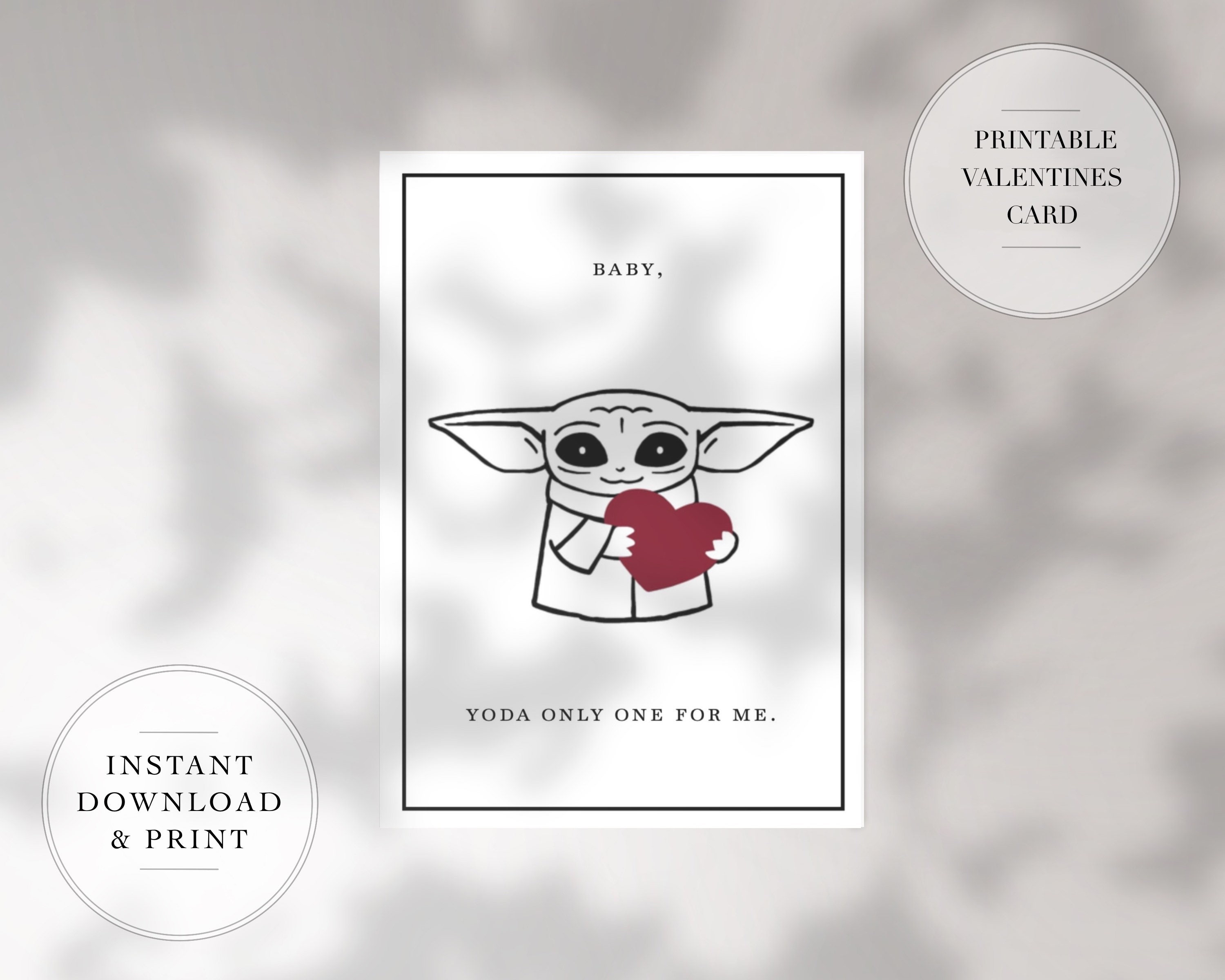 Baby Yoda Valentines Day Card Printable Star Wars Yoda - Etsy