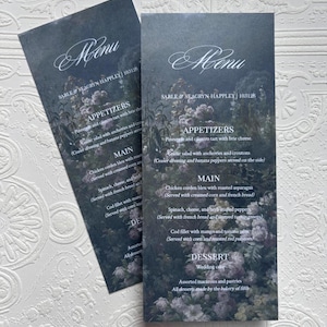 Wild Roses | Printed Floral Wedding Menu, Fine Art Floral Menu Card, Wedding Dinner Menu, 4x8 Inches, Modern Floral Wedding Menu