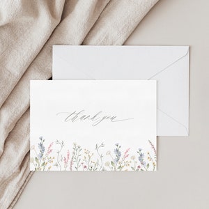 Charlotte / Tarjetas de agradecimiento florales modernas, tarjeta de agradecimiento de despedida de soltera, tarjetas de agradecimiento de baby shower, tarjetas con sobres, agradecimiento de boda