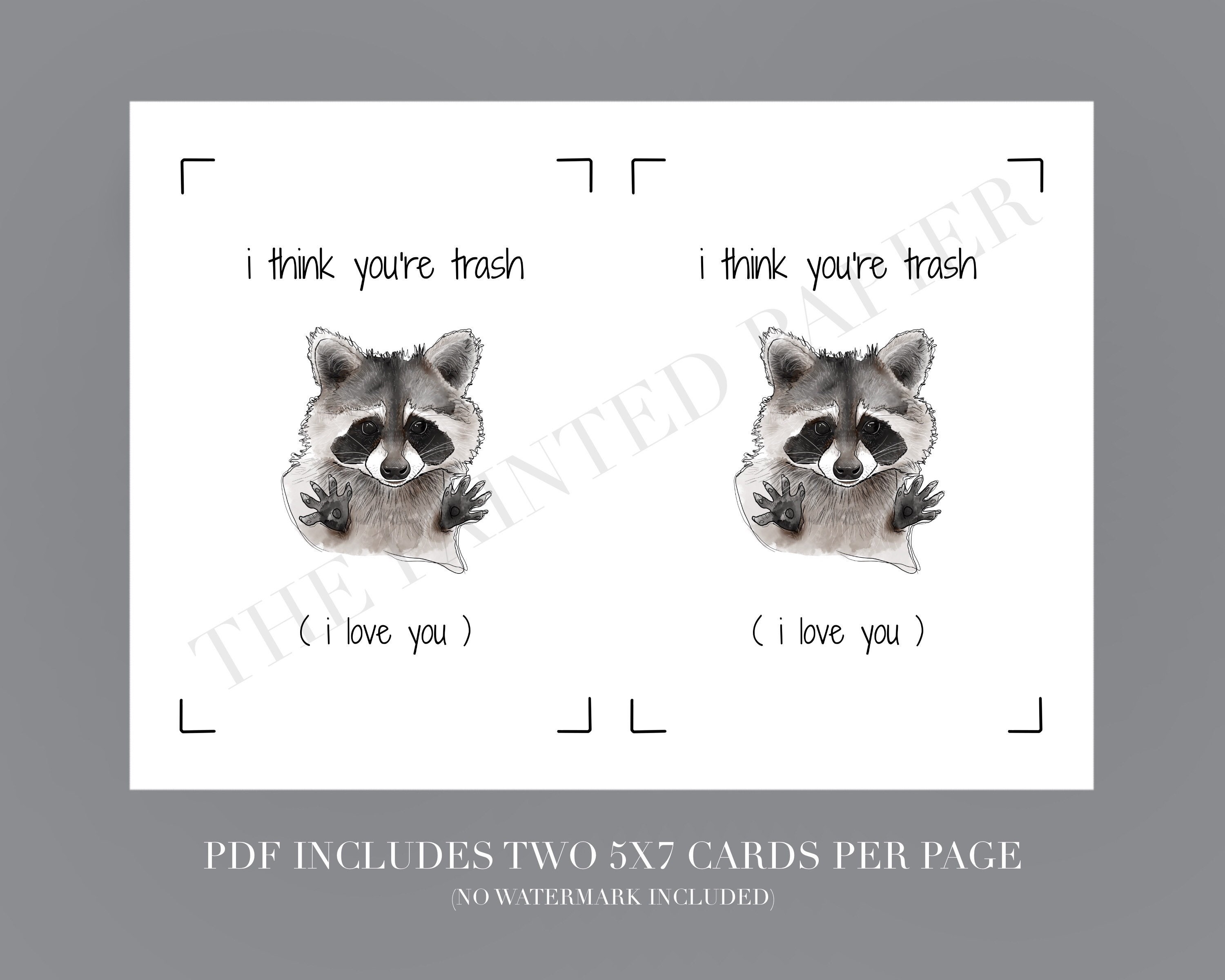 Funny Raccoon Valentines Day Card Printable Raccoon - Etsy