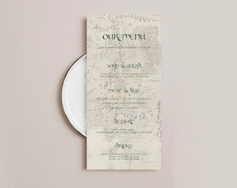 Middle Earth: LOTR Wedding Menu Template, Lord of the Rings Wedding Menu Card, Printable Wedding Menu Template, Fully Editable with Templett