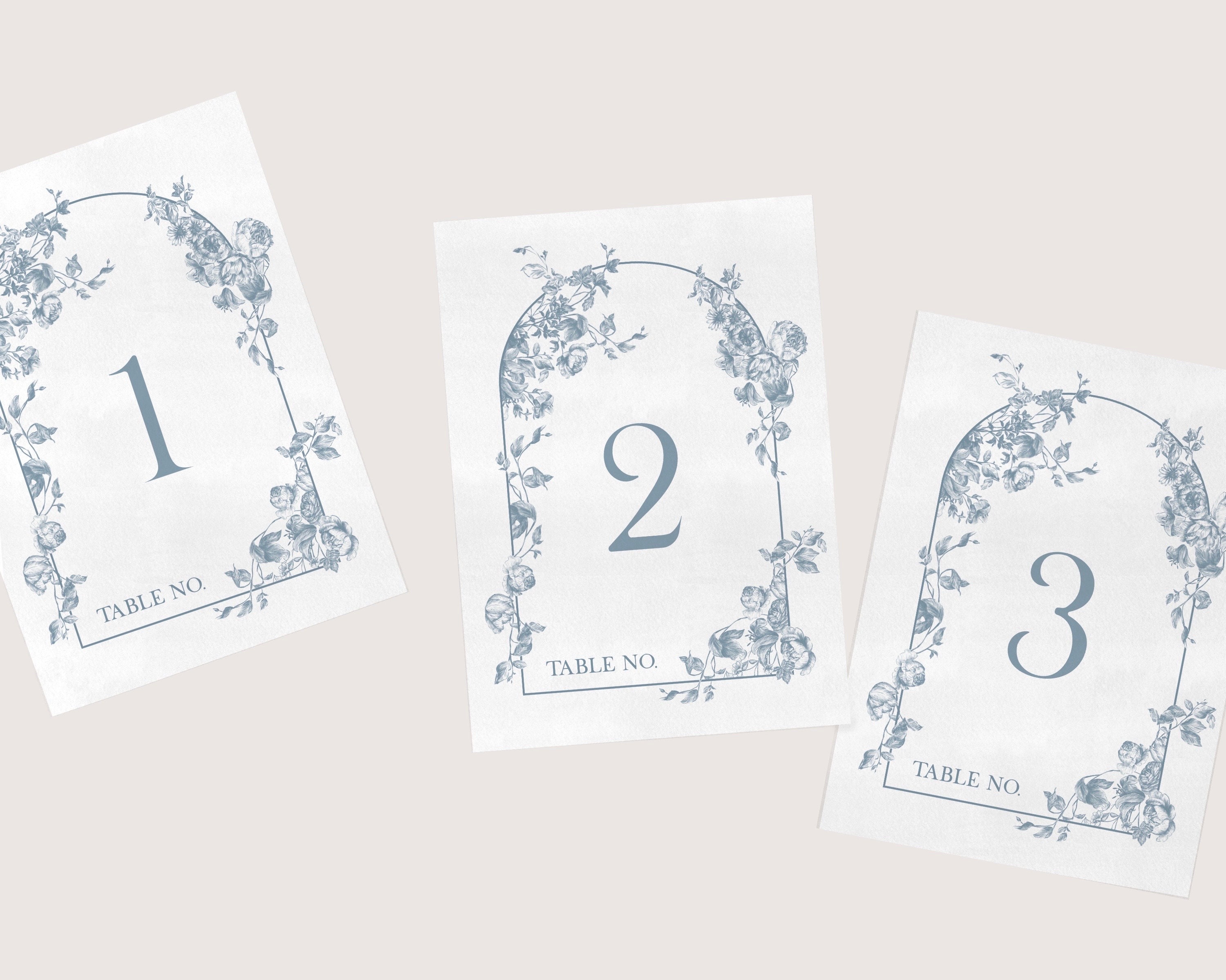Gabrielle | Dusty Blue Wedding Table Numbers, Printed Table Numbers ...