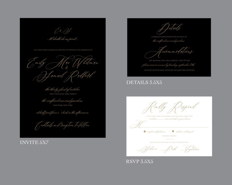 Eliza Modern Script Wedding Invitation Minimalist Invite Etsy