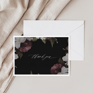María / Modern Moody Floral Tarjetas de agradecimiento, Tarjeta de agradecimiento de despedida de soltera, Tarjeta de agradecimiento de ducha, Tarjetas de notas con sobres, Gracias de boda
