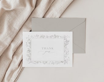 Lacie | 花柄サンキューカード、結婚式またはシャワー用サンキューカードセット、ヴィンテージ花柄サンキューカード、結婚式用サンキューカードのプリント