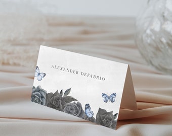 Emily | Butterfly Wedding Escort Place Cards, Elegant Wedding Place Cards, Printed Name Cards Wedding, Corpse Bride Wedding