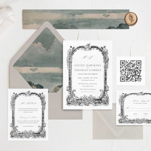Eden | Fine Art Wedding Invitation, Classic Wedding Invitation, Elegant wedding invitation, Printed Wedding Invite, Blue Green Sky Clouds