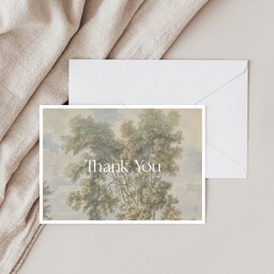 Lacie / Tarjetas de agradecimiento de bellas artes, conjunto de tarjetas de agradecimiento de boda o ducha, tarjeta de agradecimiento de árbol, tarjetas impresas para regalos de agradecimiento de boda