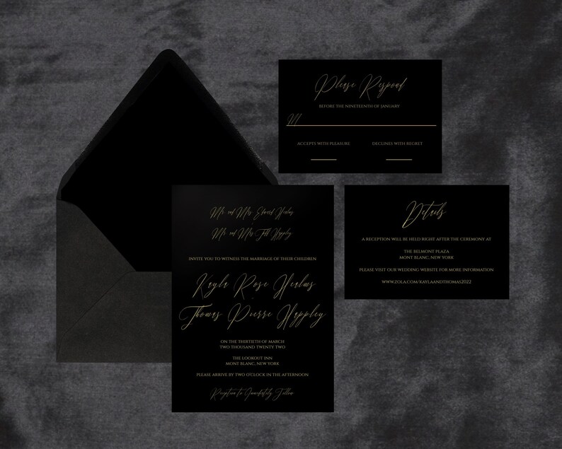 All Black Wedding Invitation Templates All Black Wedding