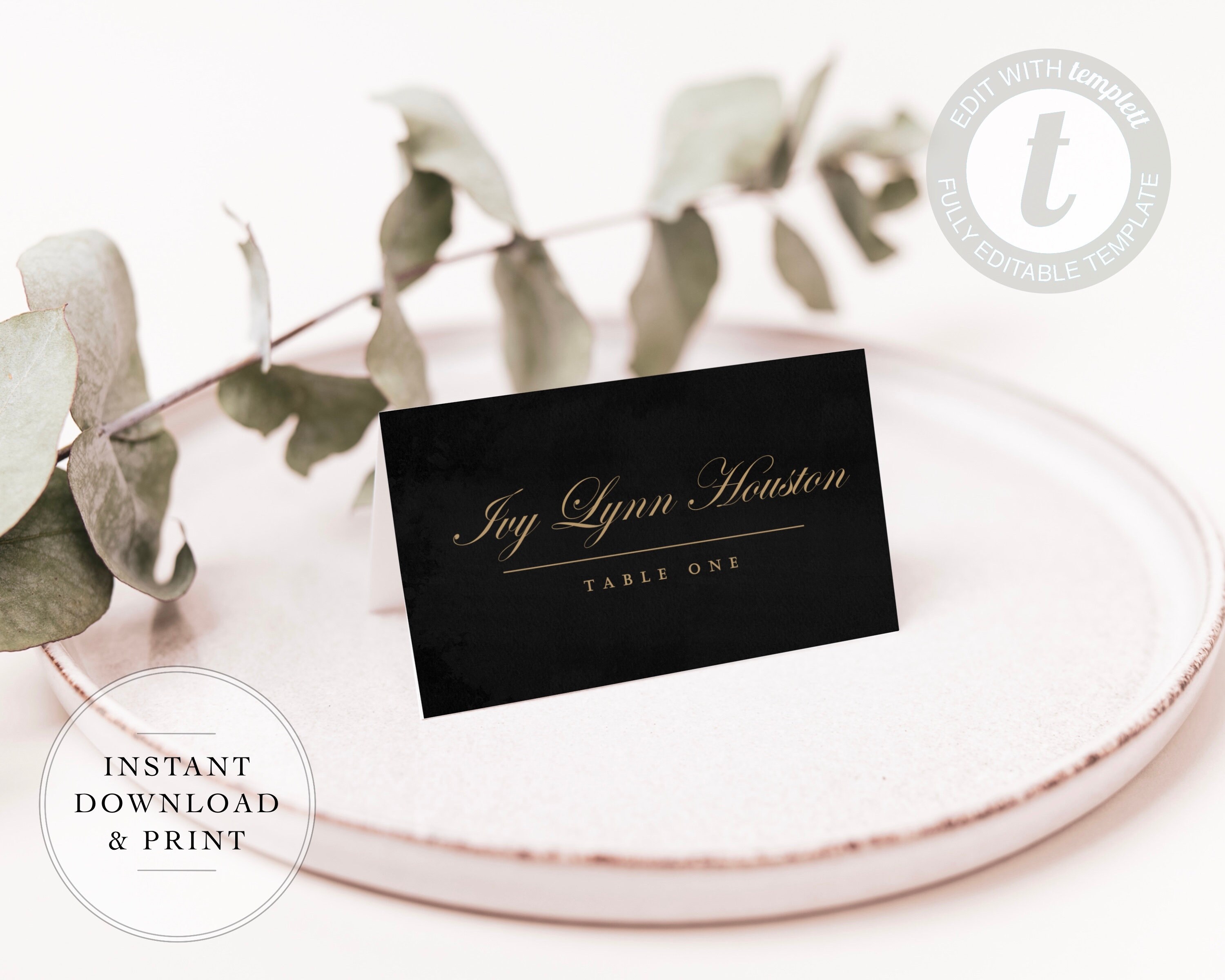 Black wedding on sale place cards