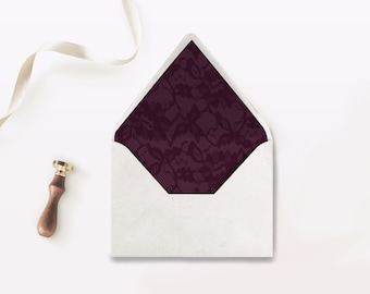 Burgundy Wedding Envelope Flap Liner Template, Envelope Liner Insert, Printable Wedding Envelope Insert, Instant Download, A7 Euro & Square