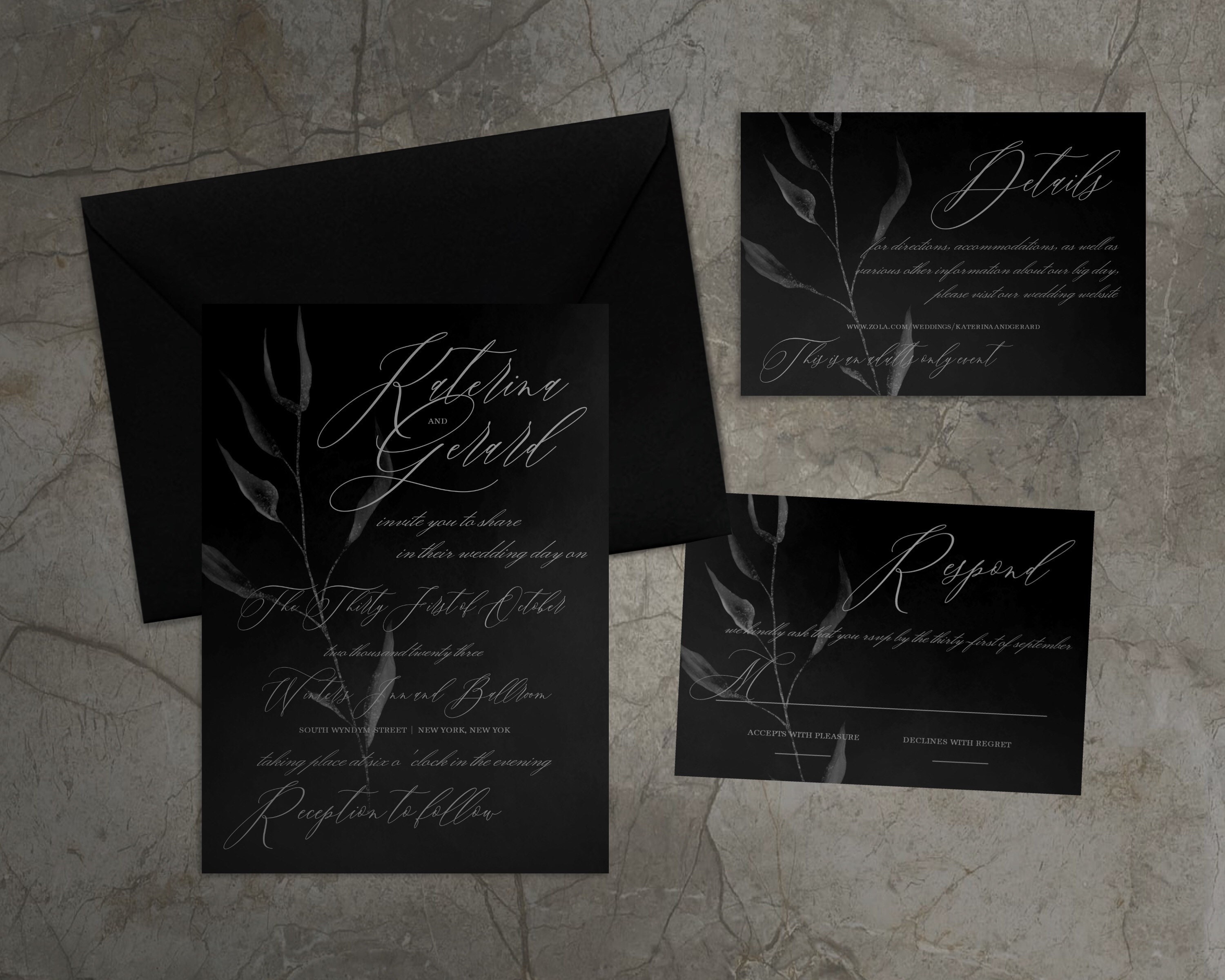 Moody Wedding Invitation Suite Printable Dark Floral | Etsy