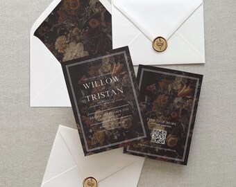 Salva la data con Willow / Moody Floral, matrimonio autunnale in stile boscoso
