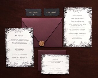 Woodsy Dark Forest Wedding Invitation Sets