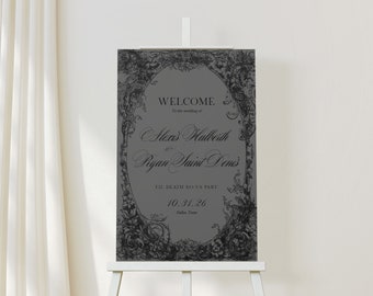 Emily | Halloween Wedding Sign, Halloween Wedding, Printed Welcome Sign or Digital File, Gothic Wedding Decor, 18x24 or 24x36