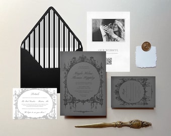 Circe: Victorian Gothic Halloween Wedding Invitations, Victorian Halloween Invitation, Halloween Wedding Invitation, Printable Invitation