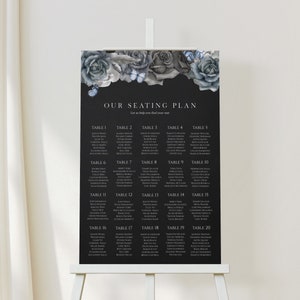 Emily / Butterfly Floral Wedding Seating Chart, decorazioni per matrimonio blu, matrimonio della sposa cadavere, tableau de mariage stampato, 18x24 o 24x36 o file digitale
