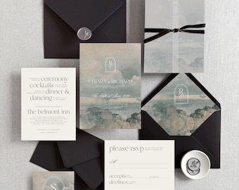 Chiara | Beach Wedding Invitations, Destination Wedding Invitation, Wedding Invitation for Destination Wedding, Beach Theme Wedding