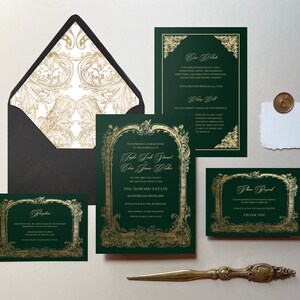 Eden: Green Wedding Invitation Suite, Wedding Invitation Instant Download, Green Gold Wedding Invitation Template Bundle, Wedding Templates