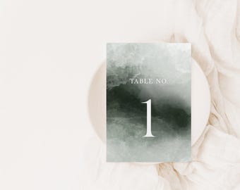 Green Table Numbers, Emerald Wedding Table Number, Dark Green Wedding Table Numbers, Modern Green Wedding Table Number