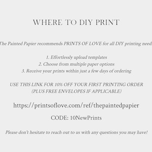 May include: Text graphic with the title "Where to DIY Print" and instructions on how to use Prints of Love for DIY printing needs. The text includes a link to the website, a discount code, and a contact message.