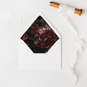 Ava | Moody Floral Wedding Invitation Envelopes, Fine Art Lined Envelopes, Envelope Liners for Wedding Envelopes, A7 Envelope Liner