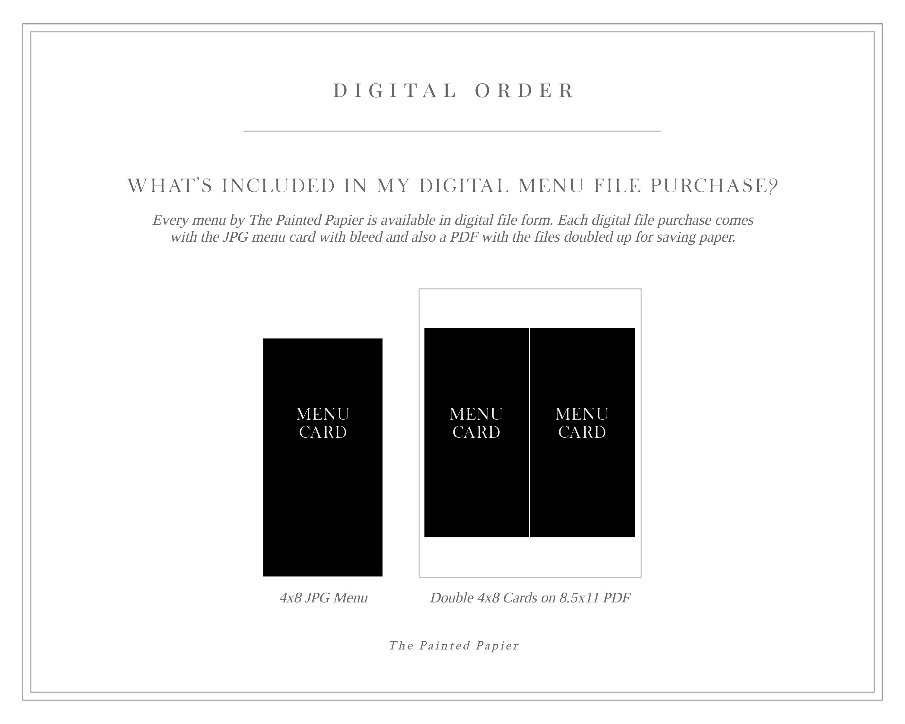 Digital File Version - Printable Menu Digital File - Etsy