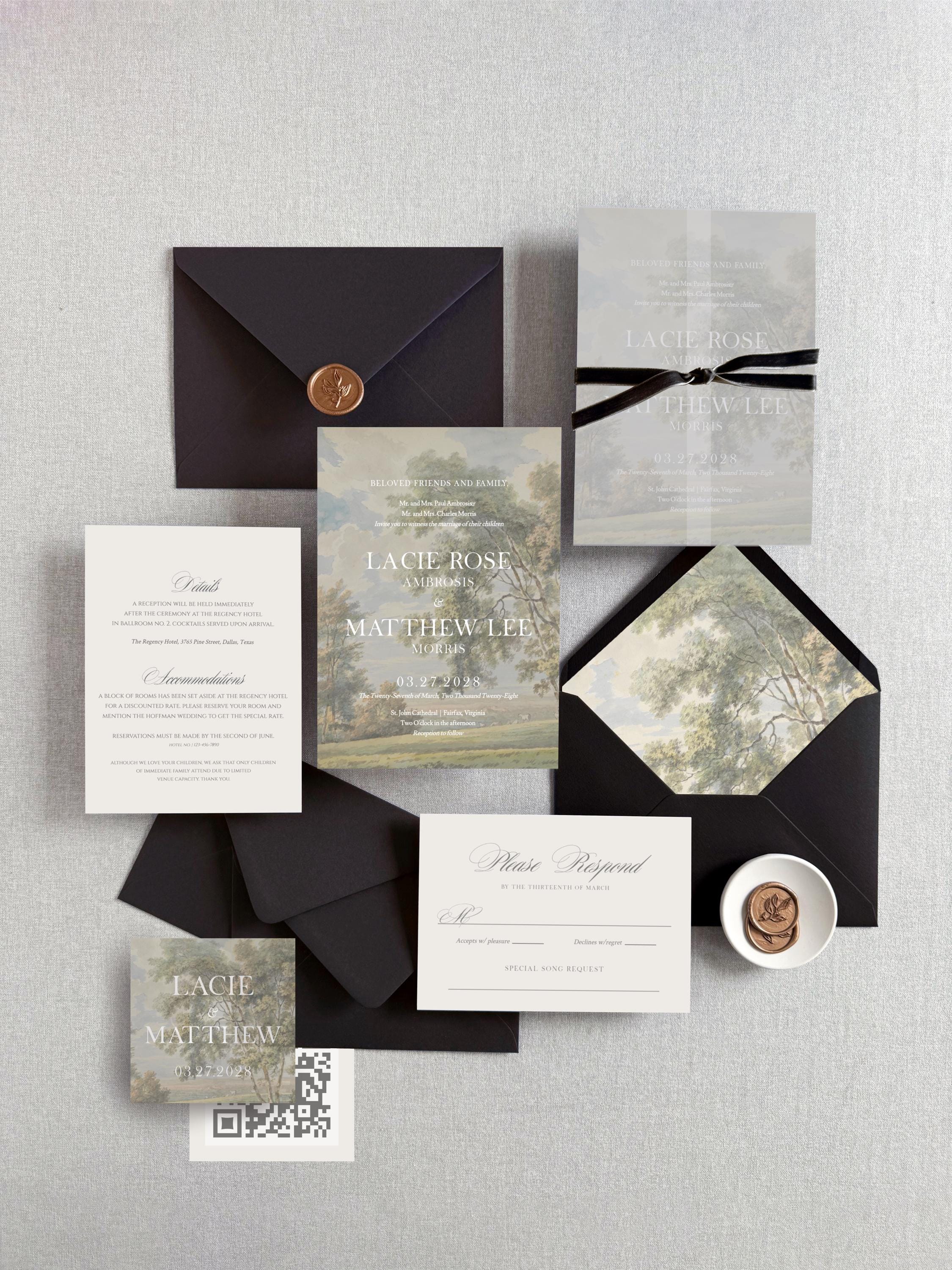 Fancy Invitation Landscape Example Lacie | Fine Art Landscape Wedding Invitations, Elegant Printed Invite ...