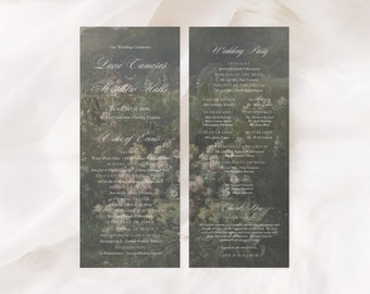 Wild Roses | Floral Wedding Programs Printed, Floral Wedding Program, Elegant Wedding Ceremony Program, Fine Art Floral Order of Service