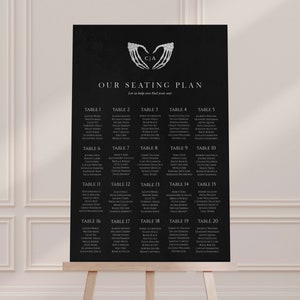 Scylla: Seating Chart Sign Template, Instant Download, Halloween Wedding Sign, Table Plan Seating Sign, Black Wedding Seating Chart Template
