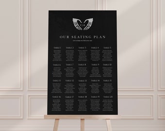 Scylla: Seating Chart Sign Template, Instant Download, Halloween Wedding Sign, Table Plan Seating Sign, Black Wedding Seating Chart Template
