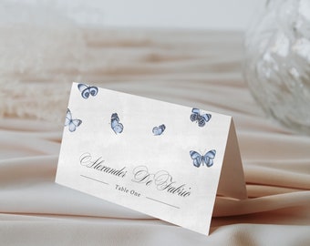 Emily | Butterfly Wedding Escort Place Cards, Elegant Wedding Place Cards, Printed Name Cards Wedding, Corpse Bride Wedding