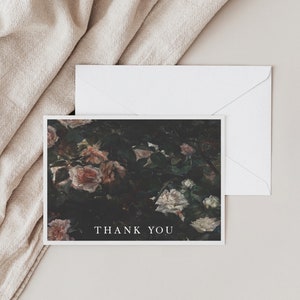 Syph / Modern Moody Floral Tarjetas de agradecimiento, Tarjeta de agradecimiento de despedida de soltera, Tarjetas de agradecimiento de baby shower, Tarjetas con sobres, Gracias de boda