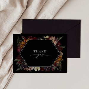 Aster | Cartes de remerciement pour shower de mariage automne automne, cartes de remerciement florales, cartes de remerciement florales de mariage maussade