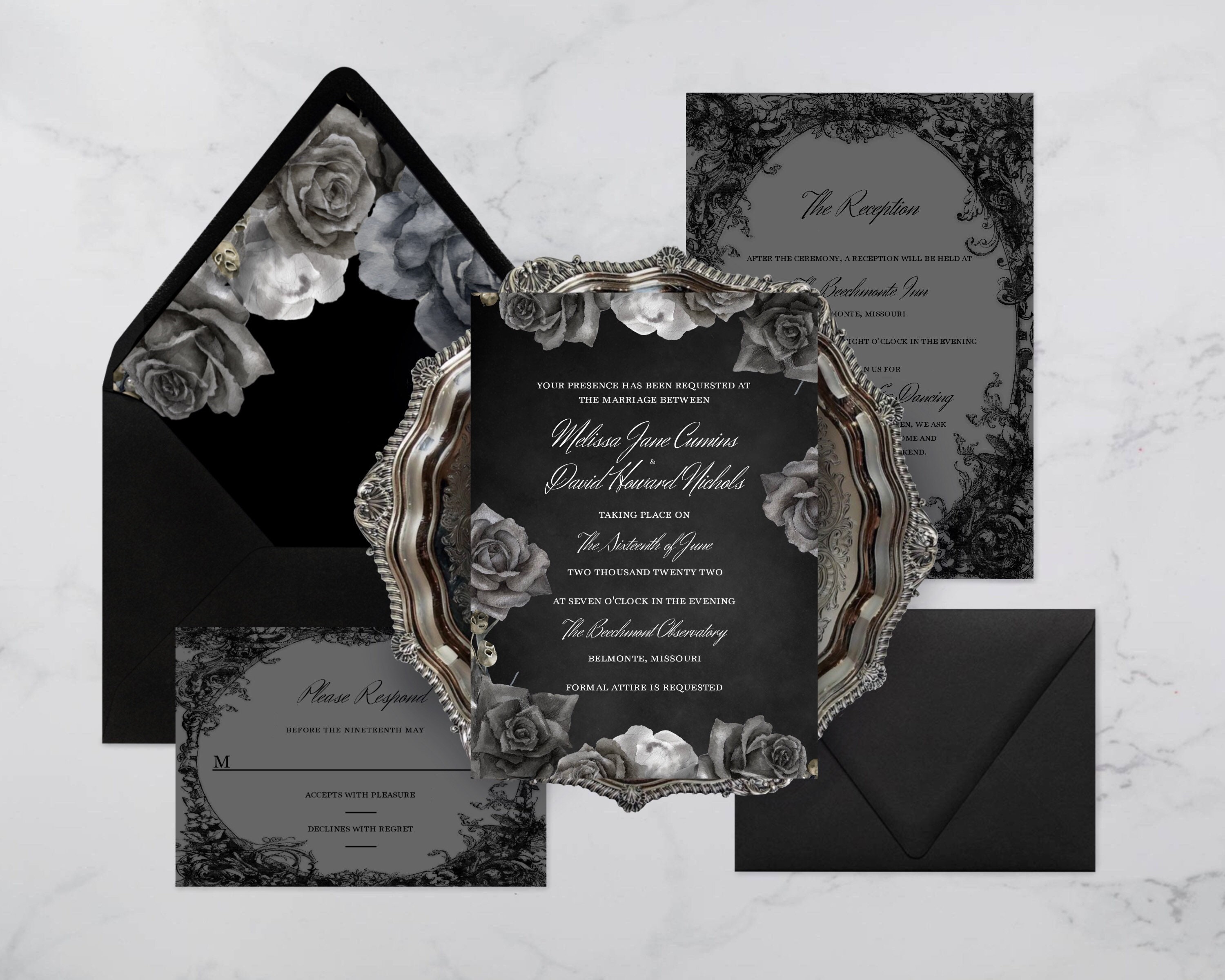 Personalised Halloween Gothic CORPSE BRIDE Wedding Card Tim Burton