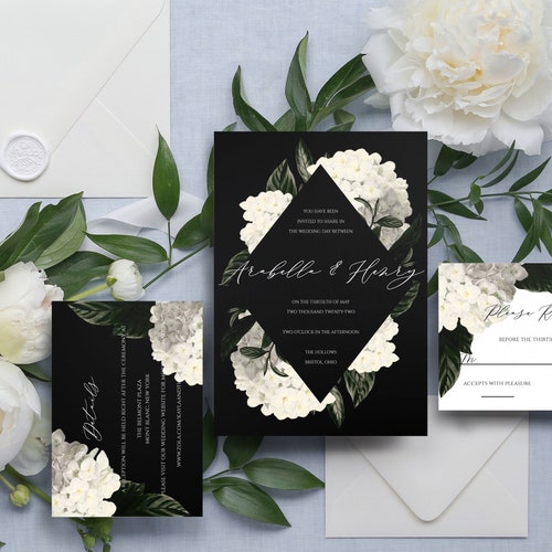 Isolde: Dark Moody Floral Wedding Invitations Printable Dark - Etsy