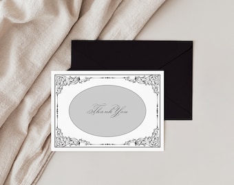 Victoria | Classic Wedding Shower Thank You Cards, Thank You Cards Wedding, Elegant Wedding Thank You Cards, Baroque Style