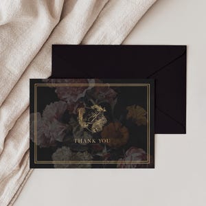 Fae / Modern Moody Floral Thank You Cards, biglietto di ringraziamento per addio al nubilato, biglietto di ringraziamento per baby shower, biglietti con buste, biglietto di ringraziamento per matrimonio