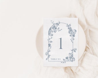Gabrielle | Dusty Blue Wedding Table Numbers, Printed Table Numbers Wedding, Classic Wedding Decor, Calligraphy Wedding Signs