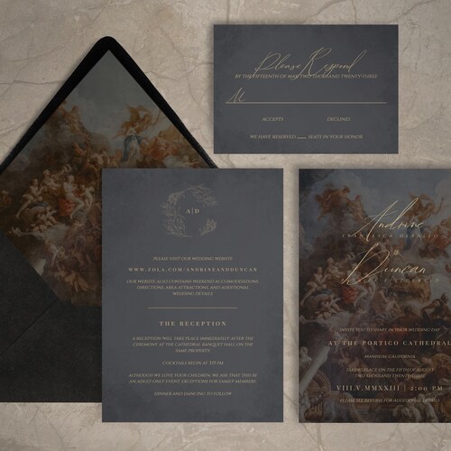 Kris: Dark Moody Floral Wedding Invitation Template Printable - Etsy