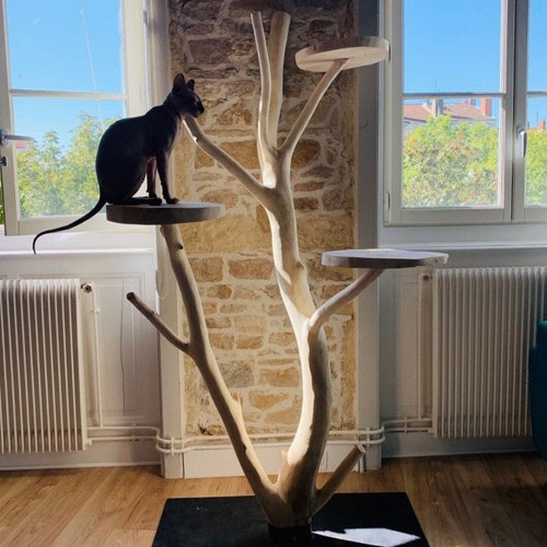Handmade Natural Wood Cat Treewood Cat Tower Cat Climbing Etsy